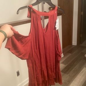 XL Rust Blouse with off shoulder detail